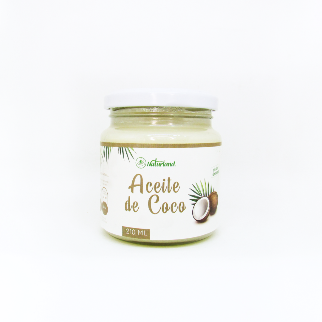 Aceite de Coco Naturland 210gr Frasco Vidrio, Sin Olor Sin Aroma