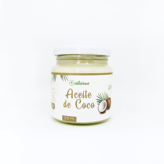 Aceite de Coco Naturland 210gr Frasco Vidrio, Sin Olor Sin Aroma