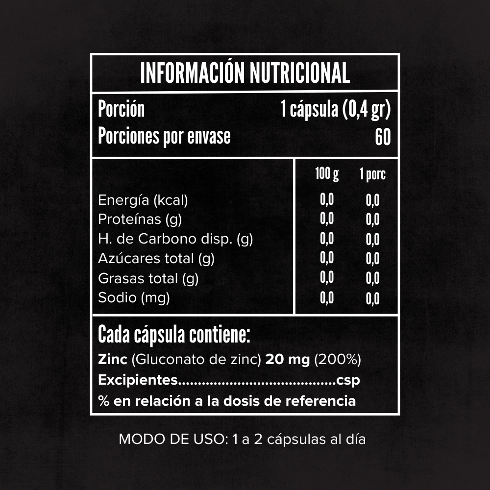 Zinc 60 cápsulas