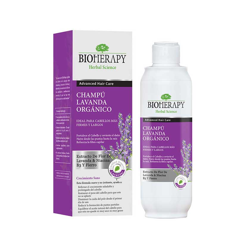 Bioherapy CahmpÃƒÂ º Lavanda orgánico 330ml. Acelera el crecimiento del cabello. Reduce la caÃƒÂ ­da del cabello.