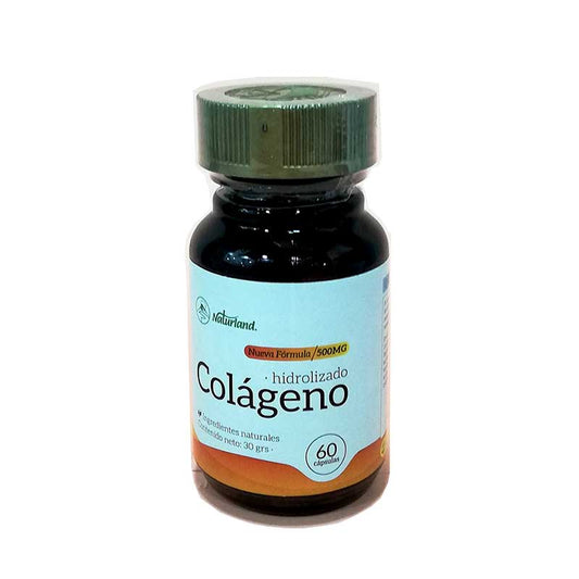 colágeno Hidrolizado 500mg 60 caps Naturland. Salud ostearticular. ayuda a prevenir, fortalecer y mejorar el funcionamiento de las articulaciones.