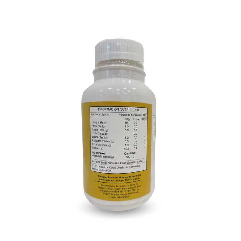Hongo Melena de Leon 400mg Naturland 120 Capsulas