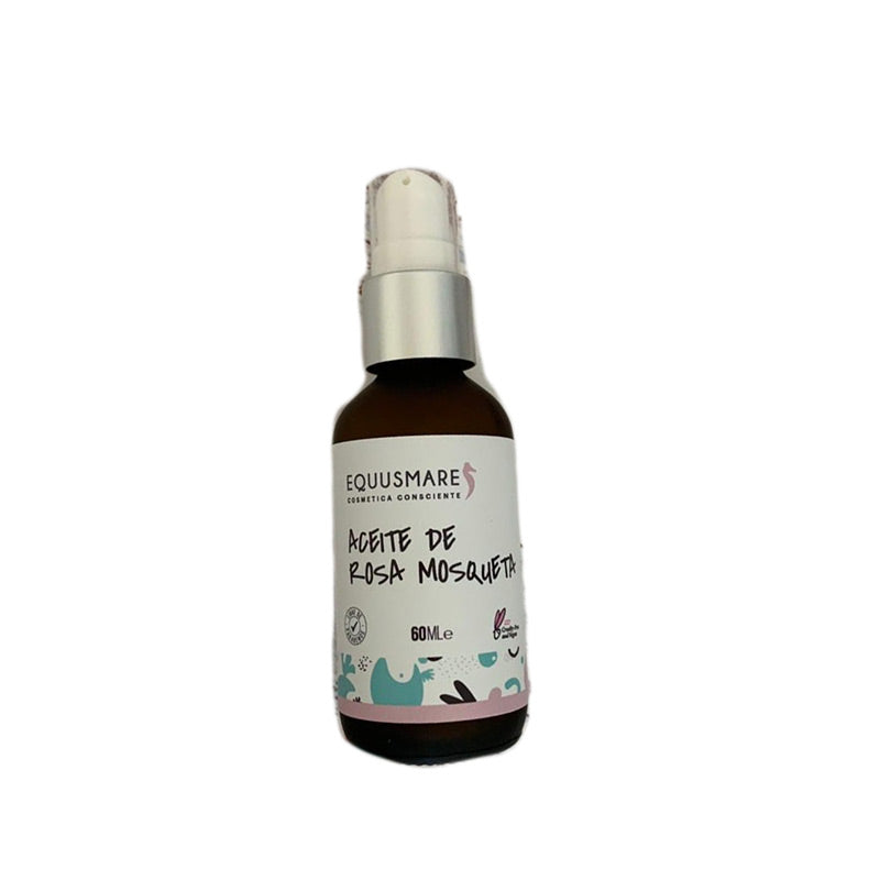 Aceite Rosa Mosqueta 60ml Equusmare. Es un potente regenerador e hidratador de la piel. Favorece la eliminaciÃƒÂ ³n de manchas, cicatrices y estrÃƒÂ ­as. Reduce líneas de expresión y arrugas en el rostro