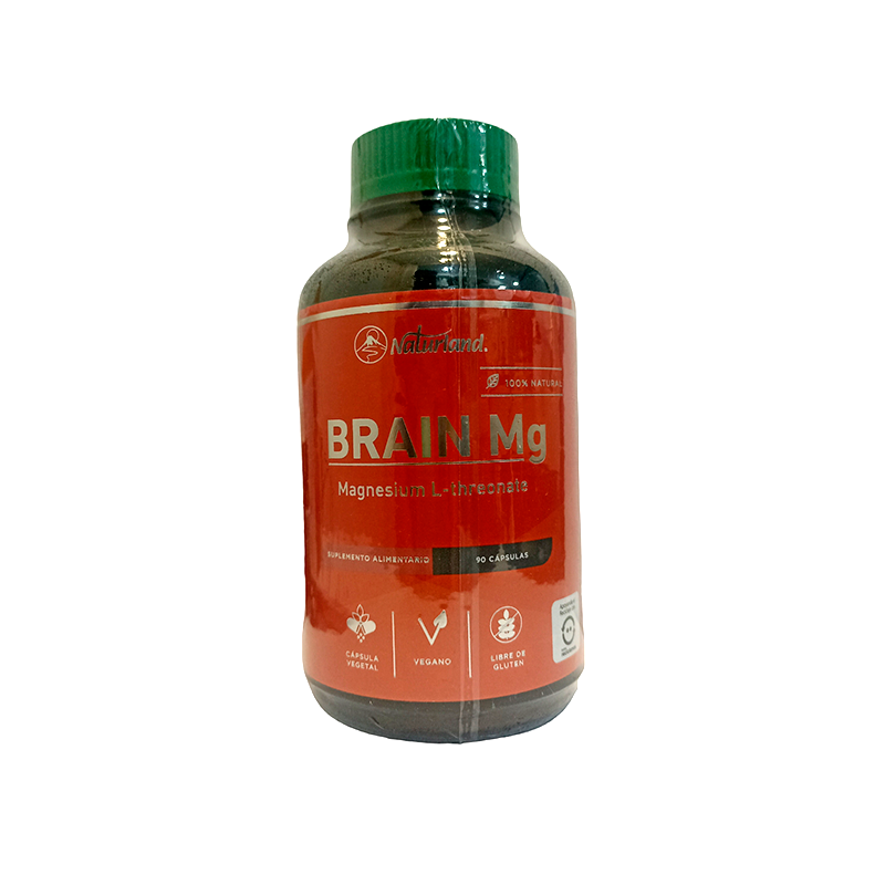 Brain Mg L-Threonato de Magnesio 500mg Naturland 90 Capsulas Vegano y Sin Gluten