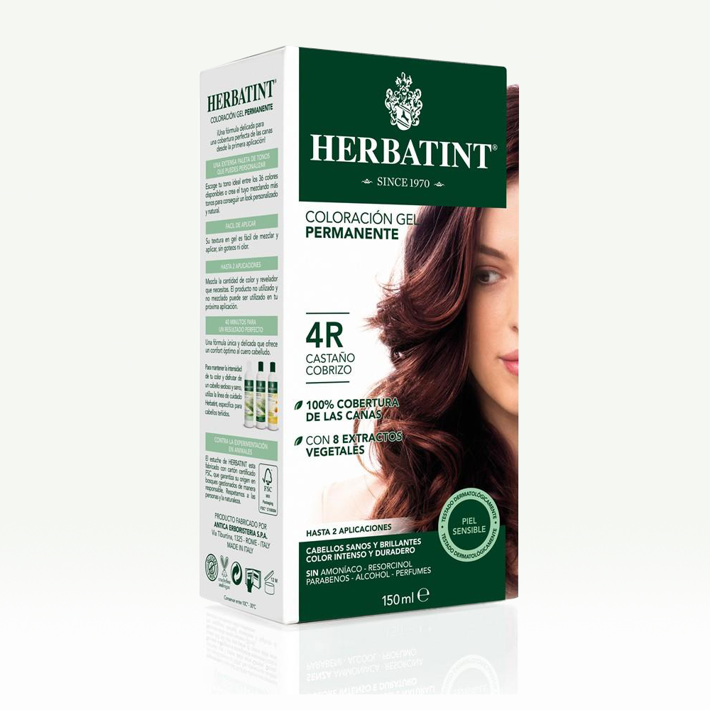 Tintura Permanente Natural HERBATINT - 4R Castaño Cobrizo