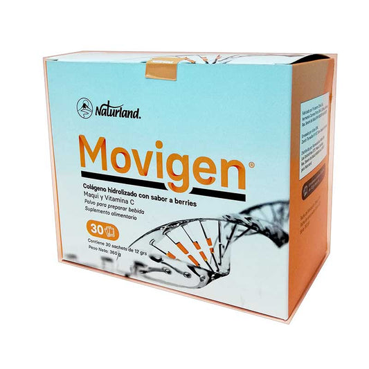Movigen - colágeno-30 sachets-12mg-Naturland. Ayuda en la prevenciÃƒ ³n y mantención de la salud osteoarticular
