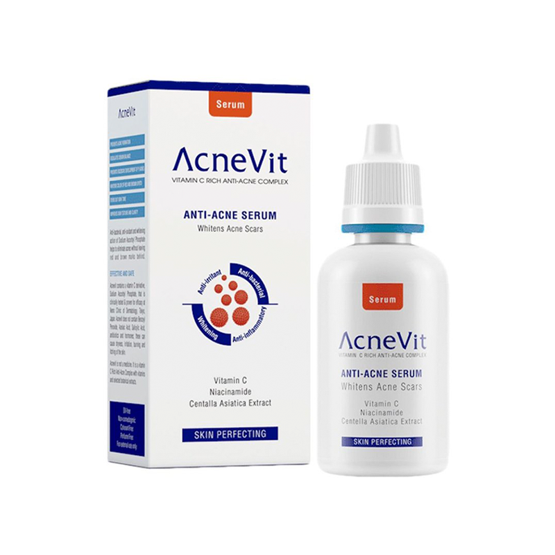 Acnevit Anti-Acne Serum 30 ml, trata el acnÃƒÂ ©, previene su formación y aclara el color de las marcas de acnÃƒÂ © para proporcionar una piel de aspecto uniforme.